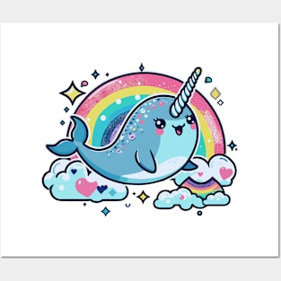 Sweet Seafaring Narwhal Posters and Art